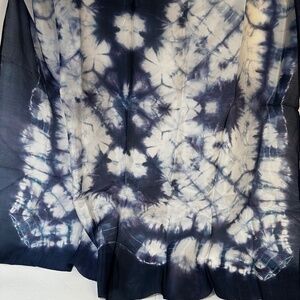 Blue Shibori Tie Dye Sheer Scarf 32” Square Lightweight Wrap